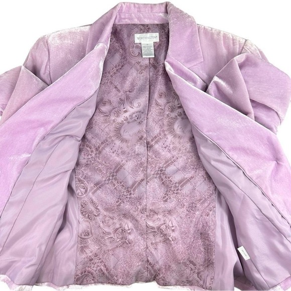 VTG Lavender Velour Tailored Blazer Size 14 Romantic Officecore Soft Glam 90's - Picture 5 of 9